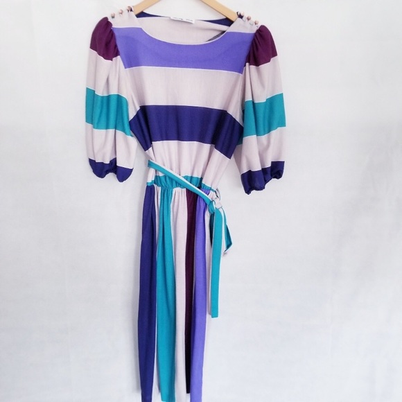 Vintage Dresses & Skirts - Vintage Cotton Striped Day Dress Size XL Pin Up